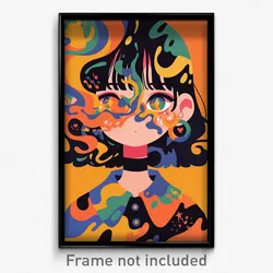 Anime Art Poster - Girl Feeling Impatient, Acclaimed Orange Choker (Print)