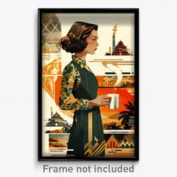 Indonesian Movie Poster - Woman Feeling Vigilance, Wavy Green Apron (Art Print)