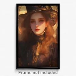 Art Poster - Girl Feeling Relieved Wearing Outgoing Top Hat (Art Print)
