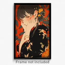 Anime Art Poster - Woman Feeling Uneasiness Wearing Modest Earrings (Print)