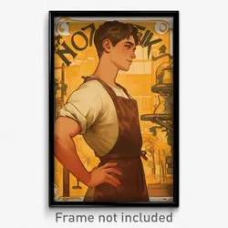 Greek Movie Poster - Boy Feeling Driven, Taut Brown Apron (Greece Art Print)