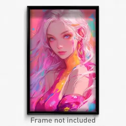 Art Poster - Cyote Feeling Enchanted Wearing Magenta Orange Bodysuit