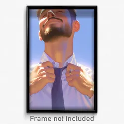 Art Poster - Man Feeling Positive Wearing Warm Necktie (Print)