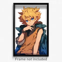 Anime Art Poster - Boy Feeling Remorse Wearing Homely Sleeveless Coat (Print)