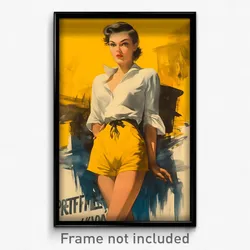 French Movie Poster - Woman Feeling Mad, Humble Yellow Shorts (France Art Print)