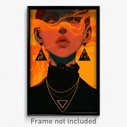 Art Poster - Woman Feeling Numb Wearing Triangular Bolo Tie (Art Print)