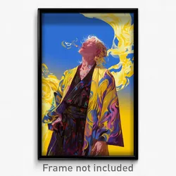 Art Poster - Boy Feeling Delighted Wearing Yellow Yellow Kimono (Art Print)