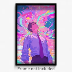 Art Poster - Man Feeling Smug Wearing Rundown Pink Necktie (Art Print)