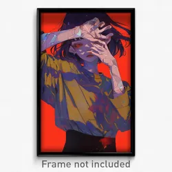 Art Poster - Girl Feeling Disbelief Wearing Glass Two Tone Shirt (Art Print)
