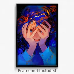 Anime Art Poster - Girl Feeling Rejected Wearing Enchanted Blue Choker (Print)