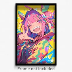 Anime Art Poster - Girl Feeling Triumphant Wearing Thrifty Hooded Jacket (Print)