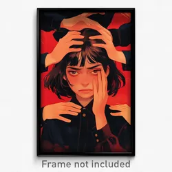 Mexican Movie Poster - Girl Feeling Upset, Pretty Black Jacket (Art Print)