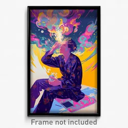 Movie Art Poster - Man Feeling Self Caring, Modern Pajamas (Retro Film Print)