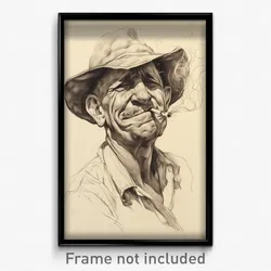 Art Poster - Men Feeling Happiness Wearing Worrisome Hat