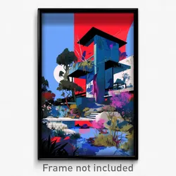 Art Poster - Dramatic Modern Architecture (Psychedelic Trippy Weird 11x17 Print)