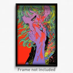Anime Art Poster - Girl Feeling Grief Wearing Glass Green (Print)