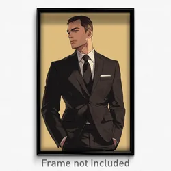Anime Art Poster - Man Feeling Interest, International Business Suit (Print)