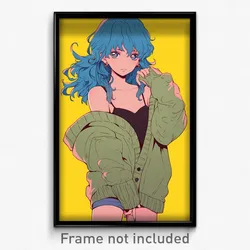 Anime Art Poster - Woman Feeling Unsettled Wearing Heavenly Cardigan (Print)