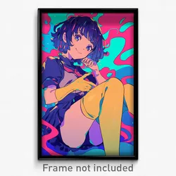 Anime Art Poster - Girl Feeling Lazy Wearing Voluminous Half Gloves (Print)