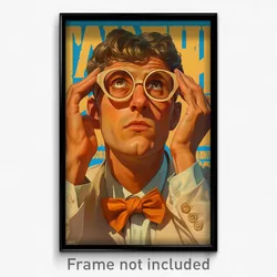 Russian Movie Poster - Man Feeling Doubt, Adorable Orange Bowtie (Art Print)