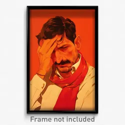 Bollywood Movie Poster - Man Feeling Sympathy, Accomplished Red Neckerchief