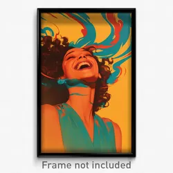 Brazilian Movie Poster - Woman Feeling Joy, Wavy Blue Vest (Brazil Art Print)