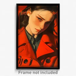 Thai Movie Poster - Girl Feeling Anticipation, Mellow Red Coat (Art Print)