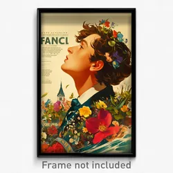 French Movie Poster - Man Feeling Interest, Dramatic Flower Necklace (Art Print)