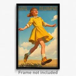 Russian Movie Poster - Girl Feeling Glee, Creative Yellow Footwear (Art Print)