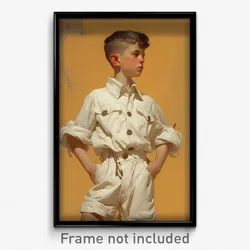 Art Poster - Boy Feeling Cowardly Wearing Immaculate White Shorts (Print)