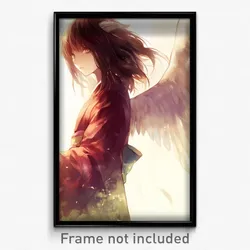 Anime Art Poster - Girl Feeling Alarmed Wearing Enchanting Wings (Print)