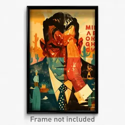 Mexican Movie Poster - Man Feeling Brooding, Urban Polka Dot Ribbon (Art Print)
