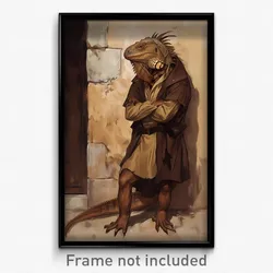 Art Poster - Iguana Feeling Wrath Wearing Wretched Brown Footwear