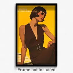 German Movie Poster - Woman Feeling Intrigued, Illustrious Brown Bodysuit