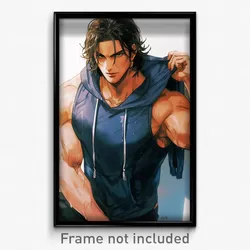 Anime Art Poster - Man Feeling Calmness Wearing Well Groomed Hooded Vest (Print)