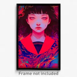 Anime Art Poster - Woman Feeling Infatuation, Pretty Red Sailor Collar (Print)
