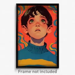 Spanish Movie Poster - Boy Feeling Content, Adorable Blue Sweater (Art Print)
