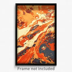 Art Poster - Orange Ridgeline (Psychedelic Trippy Weird 11x17 Cartoon Print)