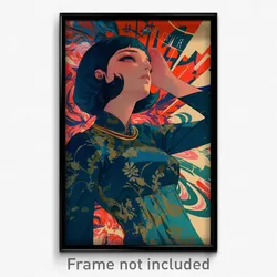 Greek Movie Poster - Woman Feeling Uncertainty, Green Grey Legwear (Art Print)