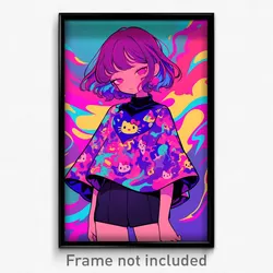 Anime Art Poster - Girl Feeling Moody Wearing Shady Purple Capelet (Print)