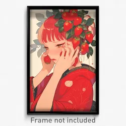 Anime Art Poster - Woman Feeling Frustrated. Strawberry Hair Ornament