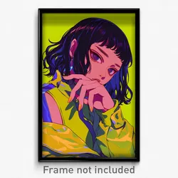 Art Poster - Girl Feeling Sympathy Wearing Bright Shiny Clothes (Art Print)