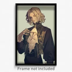 Art Poster - Boy Feeling Assertive Wearing Precious Lace Trim (Art Print)