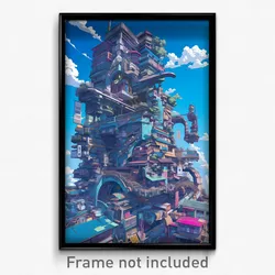 Art Poster - Nutty Cartoon Architecture (Psychedelic Trippy Weird 11x17 Print)