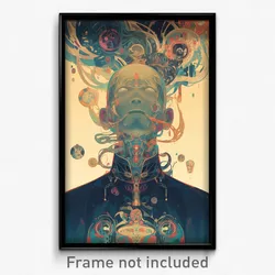 Art Poster - Man Feeling Enjoyment Wearing Scientific Neck Tassel (Print)