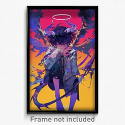 Anime Art Poster - Boy Feeling Stressed Wearing Glum Dragon Wings (Print)