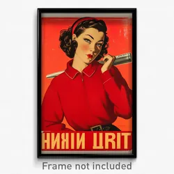 Russian Movie Poster - Girl Feeling Passion, Cherry Cropped Sweater (Art Print)