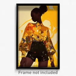 Art Poster - Woman Feeling Disbelief Wearing Artistic High Waist Shorts (Print)