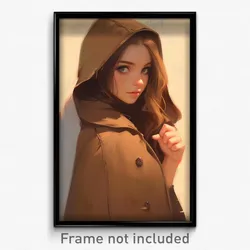 Art Poster - Girl Feeling Determined Wearing Bumpy Brown Cape (Print)