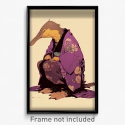 Art Poster - Platypus Feeling Enchanted Wearing Head Biting Purple Kimono